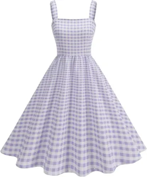 Casual Dresses for Women Cute Plaid Spaghetti Strap Corset Midi Dress Party Low Cut Flowy Pleated Bustier Sundress