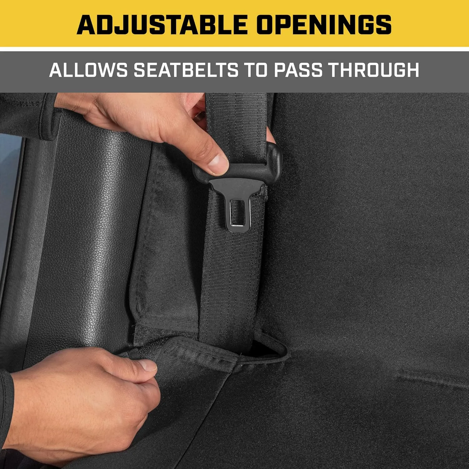 Cat Flexfit™ Black Rear Seat Cover for Car, SUV, & Truck - Durable Canvas Material Back Car Seat Covers 60/40 Split Bench Protector - Back Seat Cover & Back Seat Protector Interior Accessories