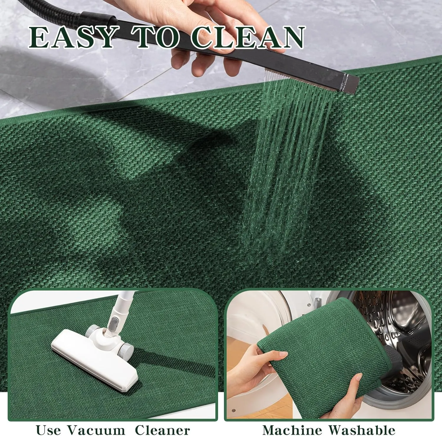chakme Bathroom Rugs Mat 24x17, Ultra Thin Non Slip Bath Mat Small Quick Dry Absorbent Bath Mat for Bathroom Floor, (Green, 24"x17")