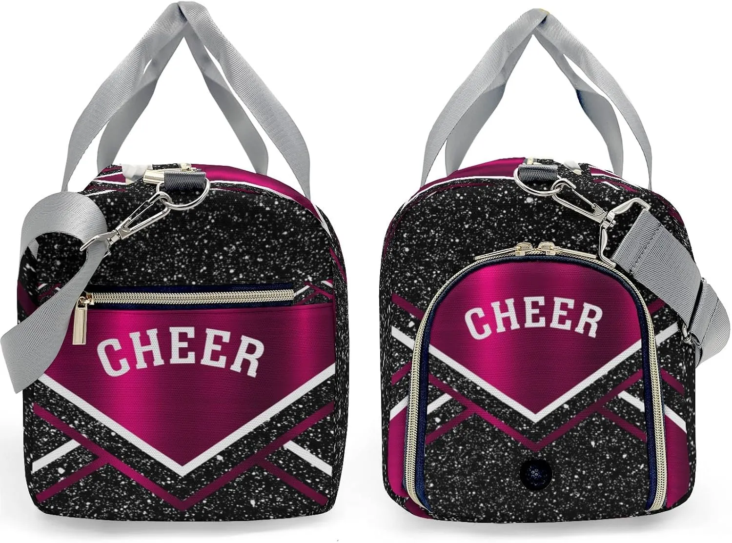 Cheer Cheerleader Sports Duffel Bag Travel Duffle Gym Bags Weekender Bag with Shoe Compartments (Dark Red)