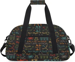 Chemistry Formula Pattern Kids Duffle Bag for Kids Boys Girls Overnight Travel Bag Kids Duffel Bags Ballet Weekender Bag for School Gym Sport Sleepover Bag