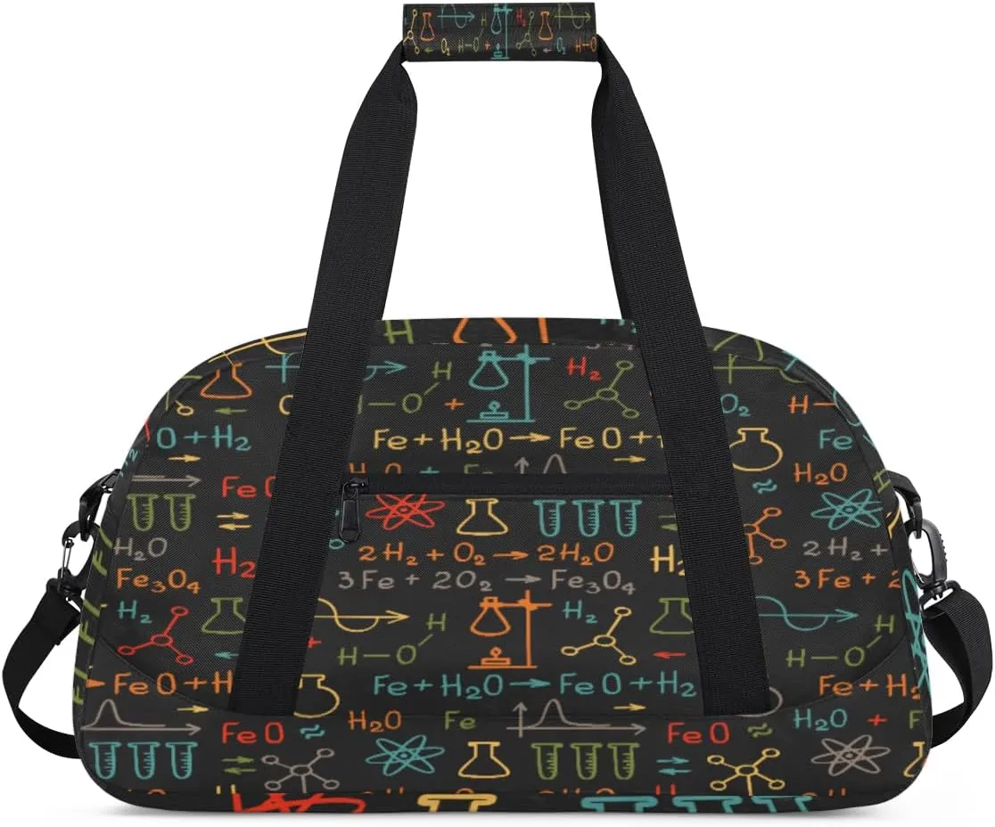 Chemistry Formula Pattern Kids Duffle Bag for Kids Boys Girls Overnight Travel Bag Kids Duffel Bags Ballet Weekender Bag for School Gym Sport Sleepover Bag