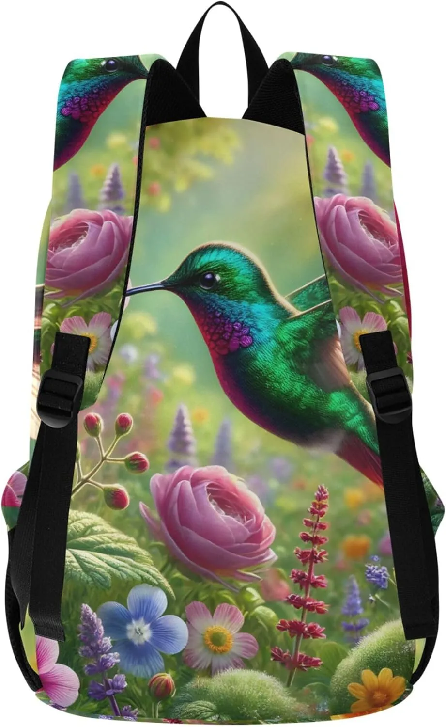 CHIFIGNO Animal Print Cute Backpack for Women Daypack Colorful Hummingbird Bright Spring Bookpack Backpack for Girls Bookbag