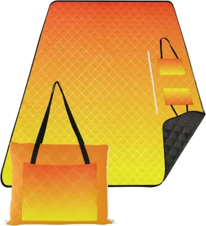 CHIFIGNO Gradient Red Yellow Ombre Beach Mat Sand Free Waterproof Pink Picnic Blanket Foldable Print Camping Blankets for Grass 80" x 60"