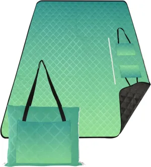 CHIFIGNO Green Pale Gradient Ombre Beach Mat Waterproof Sandproof Picnic Supplies Foldable Mat Print Outdoor Mat for Camping 80" x 60"
