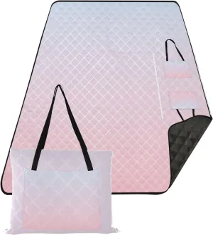 CHIFIGNO Ombre Blue Pink Gradient Beach Blankets Waterproof Sandproof Outdoor Blanket Camping Mat Cute Picnic Blankets Foldable 80" x 60"