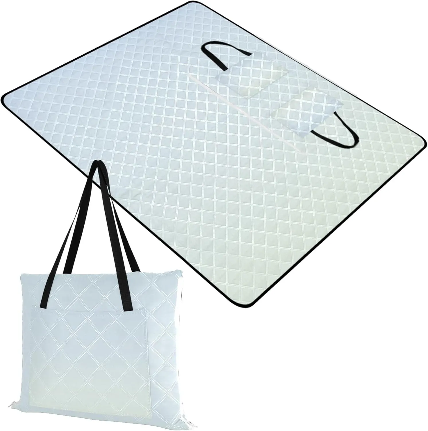 CHIFIGNO Ombre Cyan Blue Gradient no Sand Beach Blanket Waterproof Outdoor Camping Grass Mat Foldable Picnic Mat Cute 80" x 60"