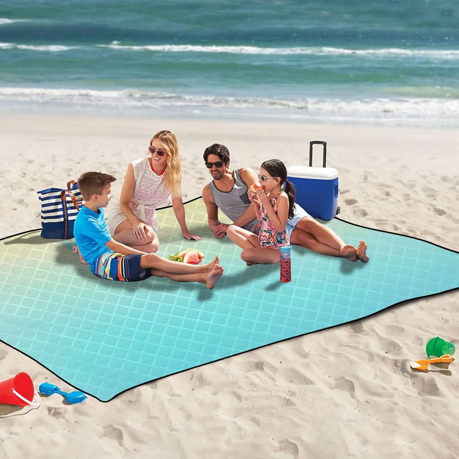 CHIFIGNO Rainbow Paint Ombre Waterproof Beach Blanket Sandproof Floral Grass Mats for Camping Cute Picnic Essentials Foldable 80" x 60"