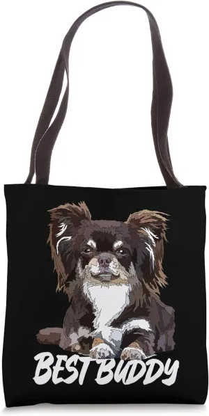 Chihuahua Long Hair Best Buddy Dog Brown Chiwawa Lover Tote Bag
