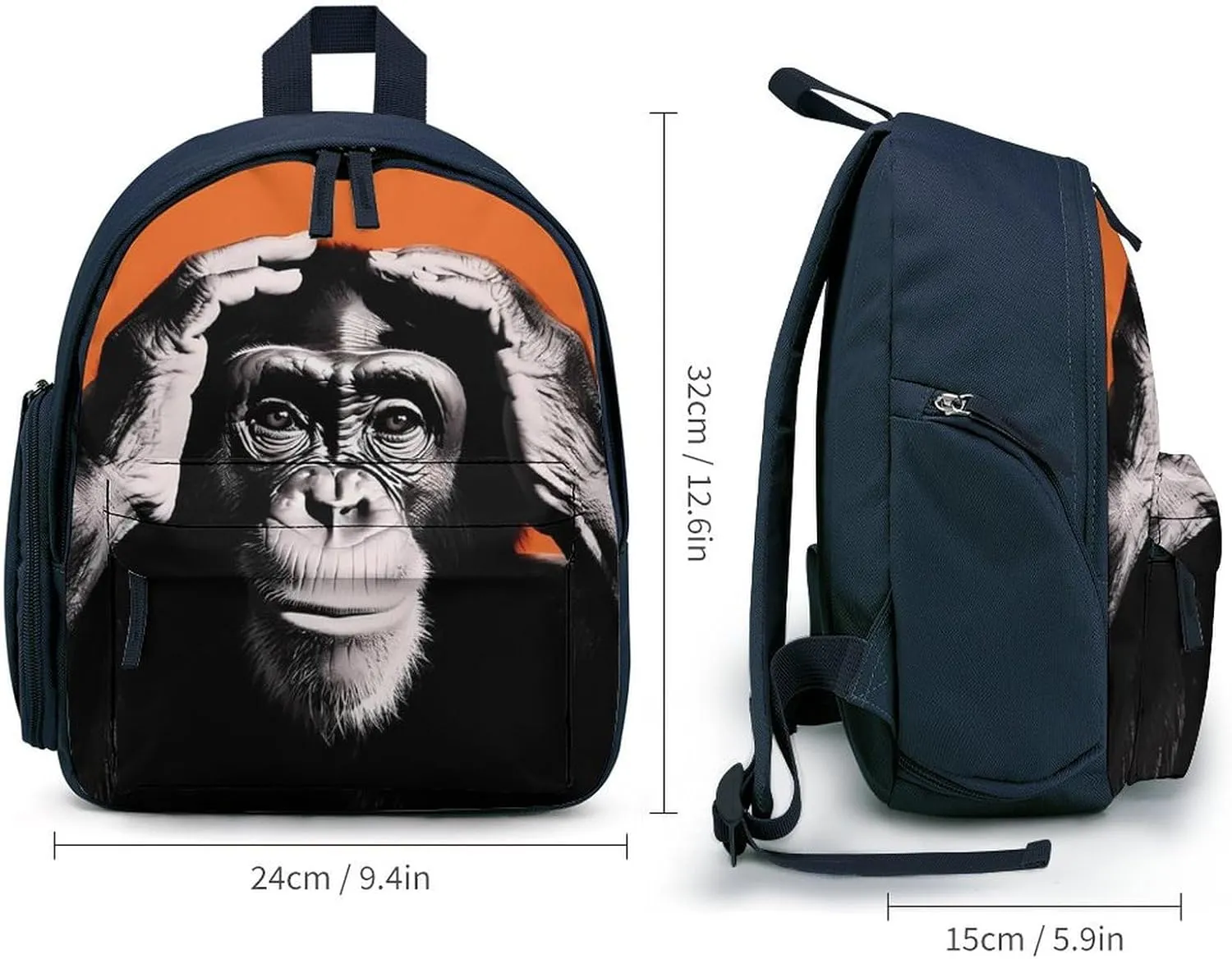 Chimp Upset Monkey Cute Backpack Small Daily Daypack Travel Shoulder Bag with Adjustable Strap Graphic Print
