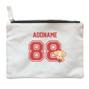 Chinese New Year Lucky 88 Cute Dog Red Pattern Name and Number Accessories Zipper Pouch