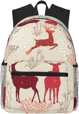 Christmas elk print Lightweight duffel bag, travel hiking daypack, comfortable backpack, sports bag
