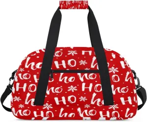 Christmas Ho Letter Kids Overnighted Duffel Bag Carry-On Size & Ideal for School Practice or Weekender Travel with Zip and Shoulder Stra for Boys & Girls