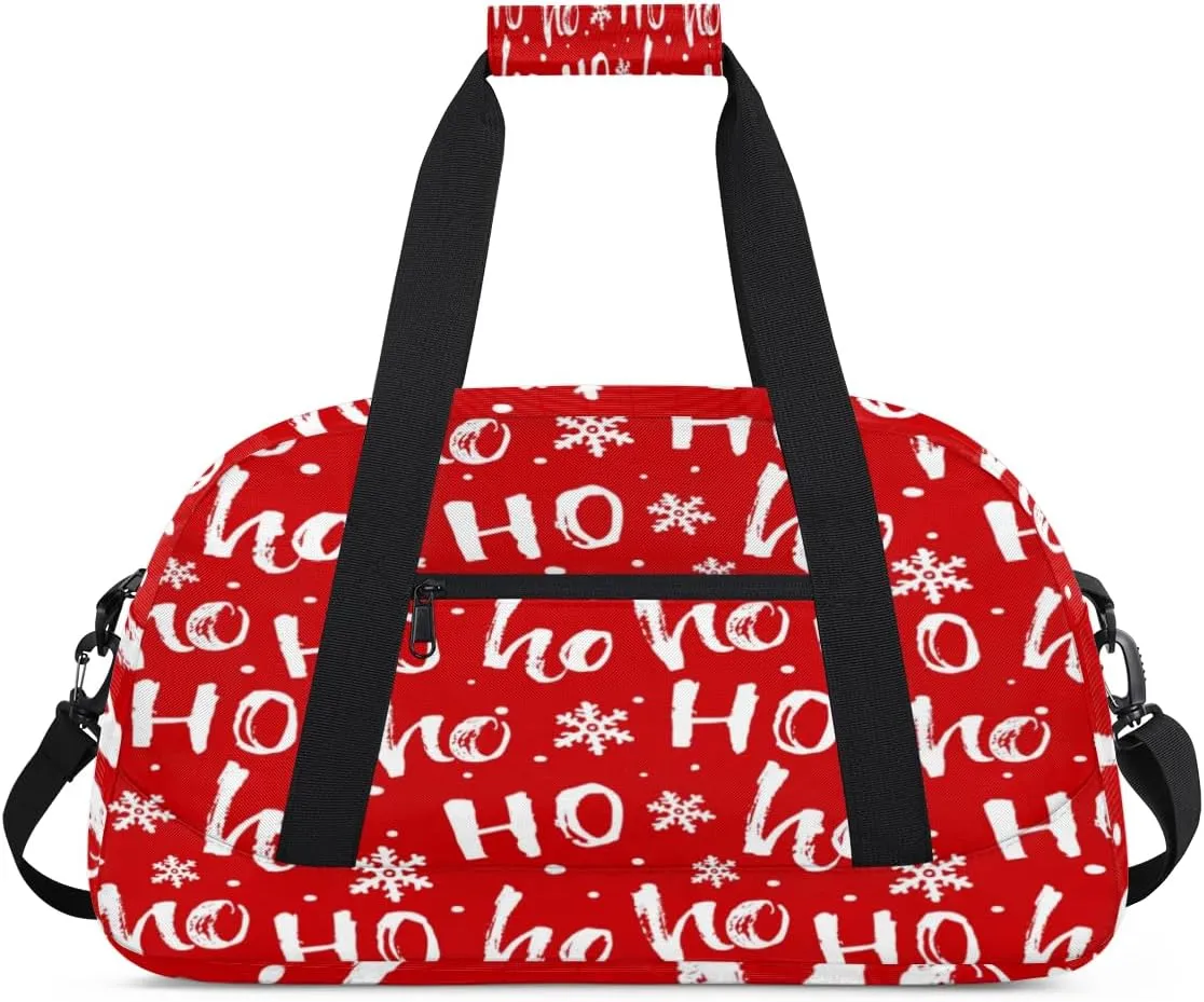 Christmas Ho Letter Kids Overnighted Duffel Bag Carry-On Size & Ideal for School Practice or Weekender Travel with Zip and Shoulder Stra for Boys & Girls