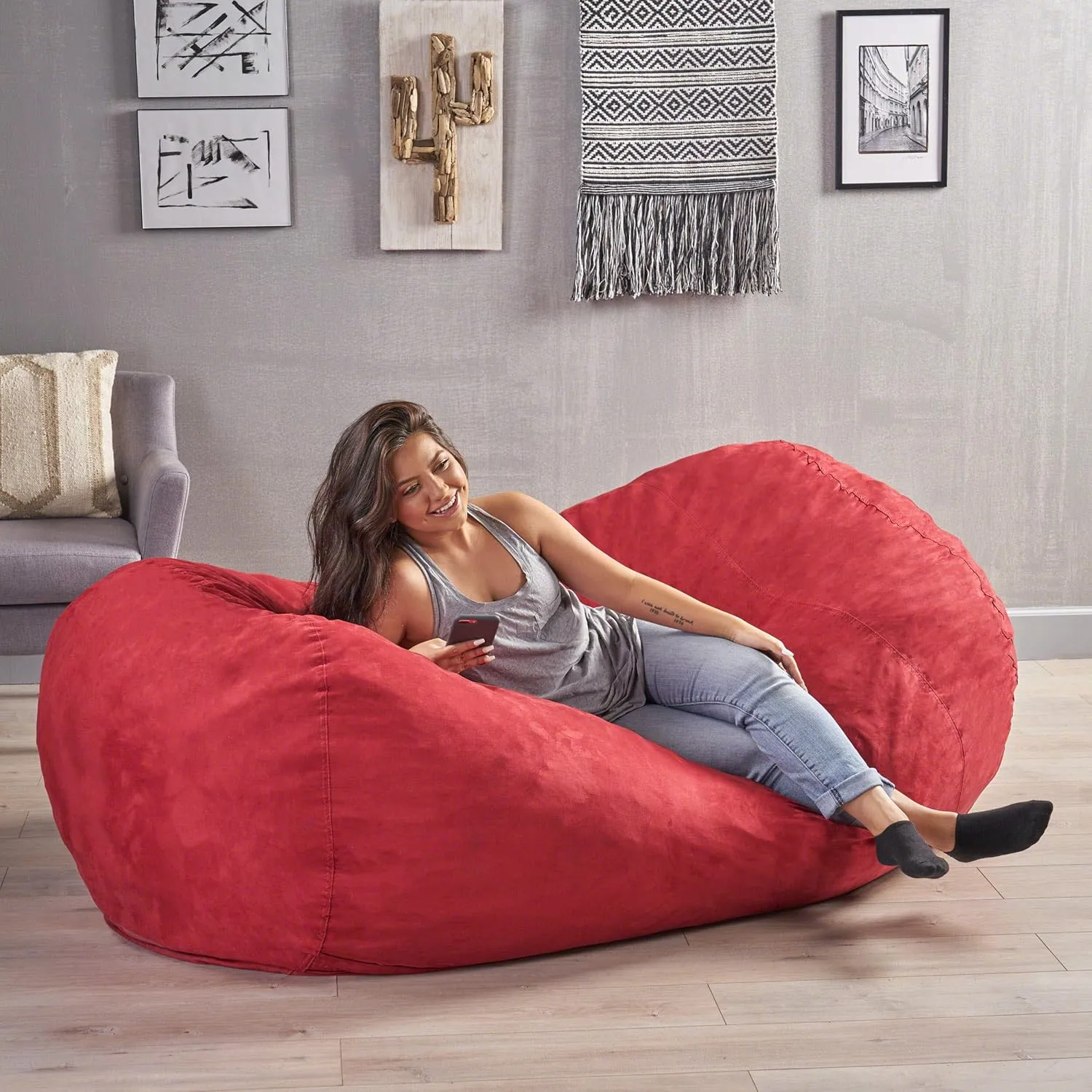 Christopher Knight Home CKH Suede Bean Bag, 8', Chinese Red