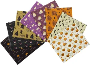 Chuanshui 8 PCS 21.6 x 18.5 inches (55 x 47 CM) 100% Cotton Craft Fabric Bundle for Patchwork 8 Different Pattern Pre-Cut Quilting Fabric Fat Quarter Square for DIY Craft Sewing (Halloween Pattern)