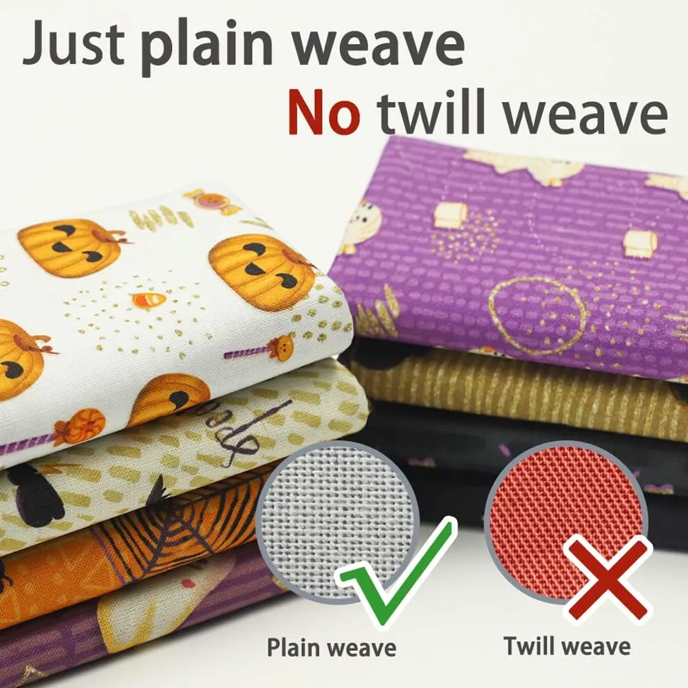 Chuanshui 8 PCS 21.6 x 18.5 inches (55 x 47 CM) 100% Cotton Craft Fabric Bundle for Patchwork 8 Different Pattern Pre-Cut Quilting Fabric Fat Quarter Square for DIY Craft Sewing (Halloween Pattern)
