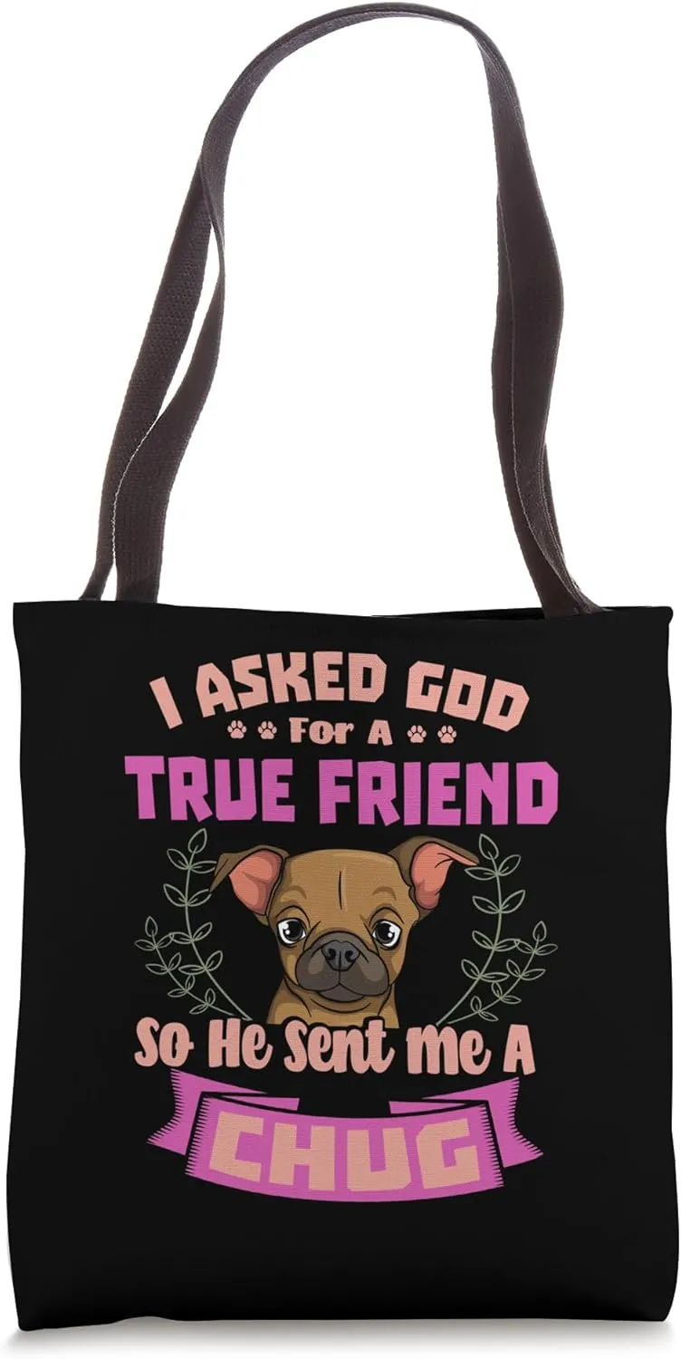 Chug Dog Lover Hybrid Pughuahua Owner Breeder Fur Parent Tote Bag