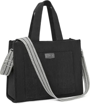 CLUCI Corduroy Tote Bag For Women Casual Zipper Tote Fashion Shoulder Handbag Hobo Bag
