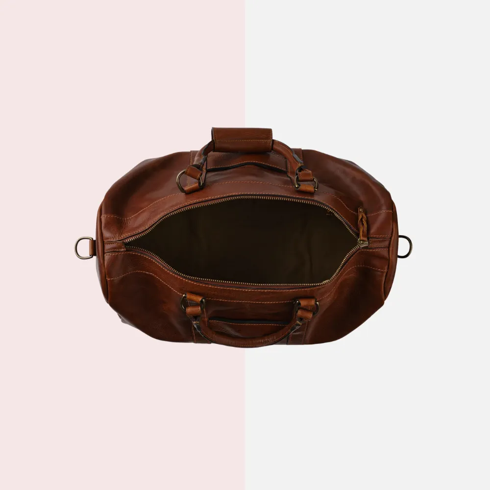Cognac Brown Leather Duffle