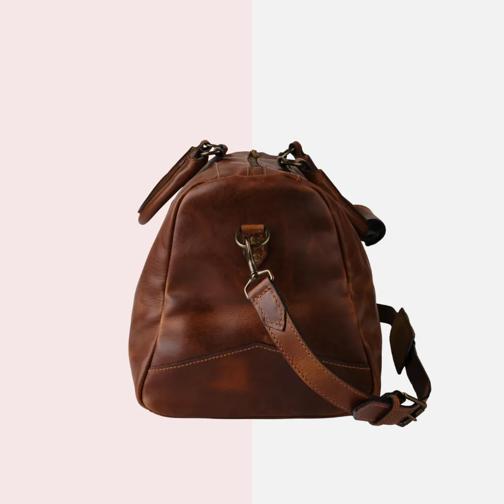 Cognac Brown Leather Duffle