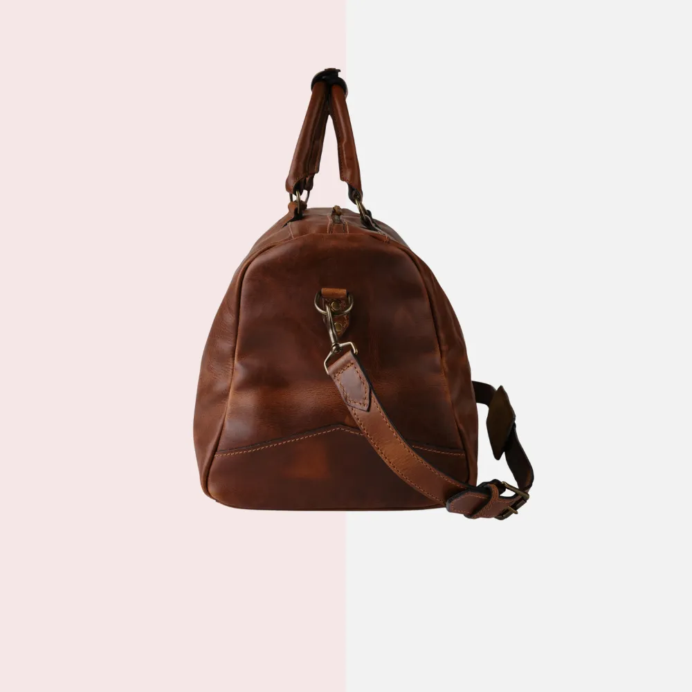 Cognac Brown Leather Duffle