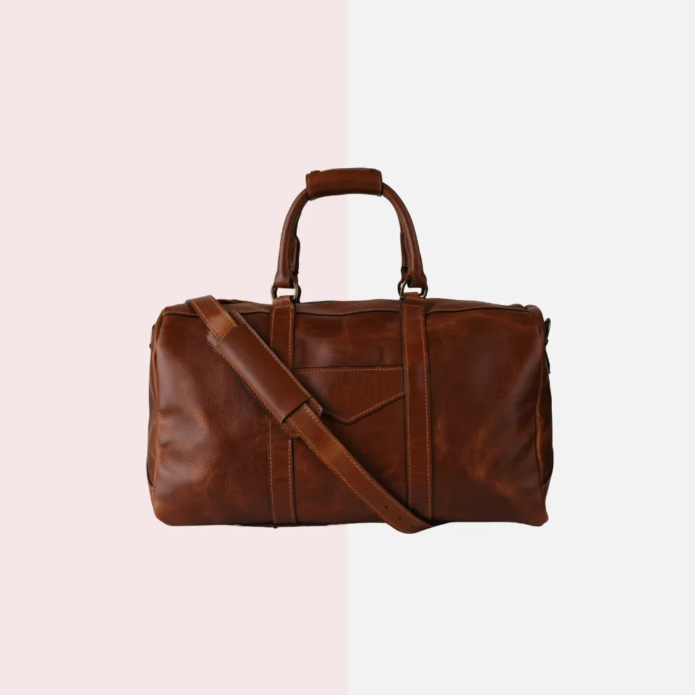 Cognac Brown Leather Duffle
