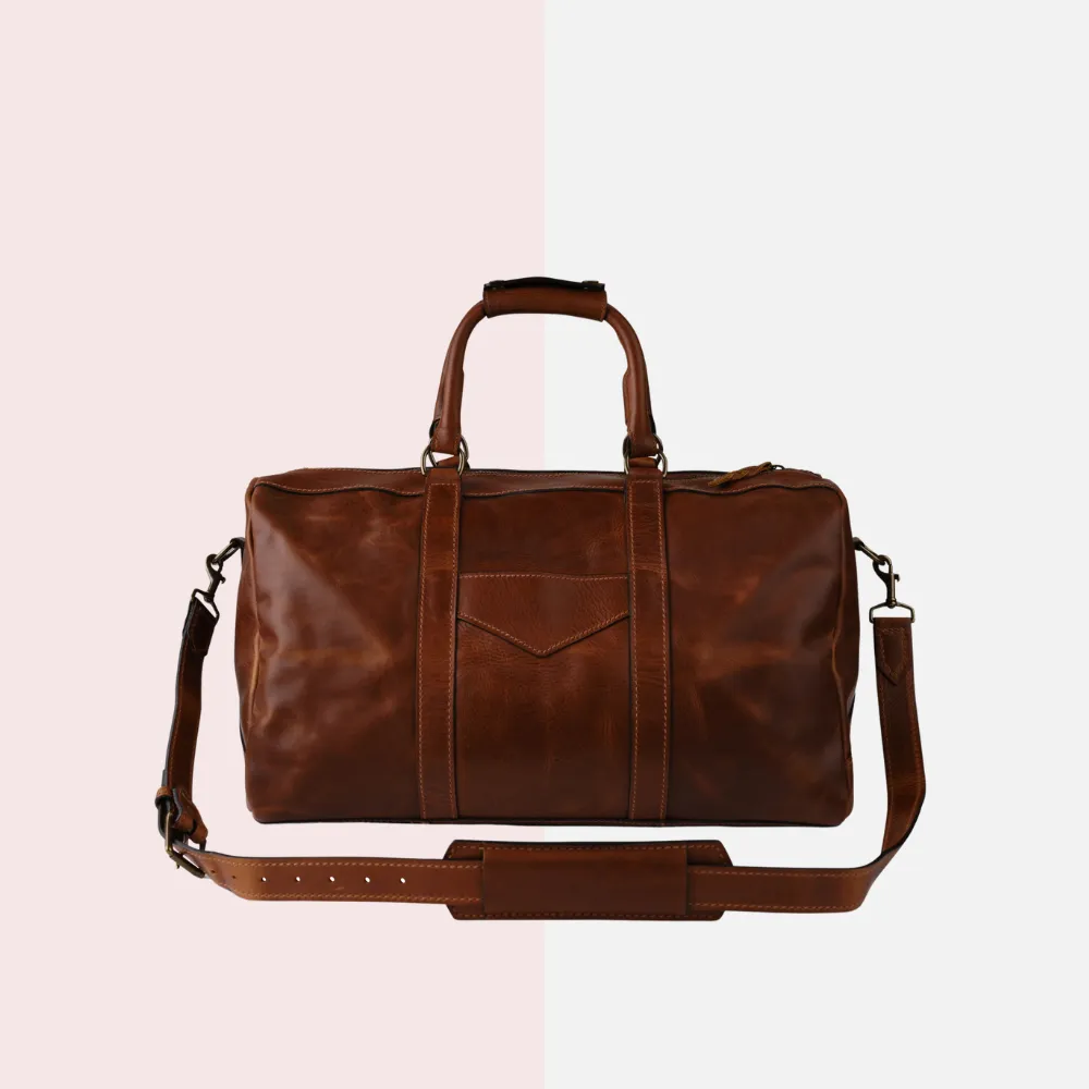 Cognac Brown Leather Duffle