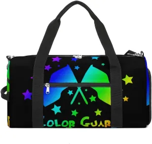 Color Guard Flag Stars Printed Gym Bag Travel Duffel Bag Sport Tote Bags with Shoes Compartment for Women Men Sports Gyms and Weekend Getaway