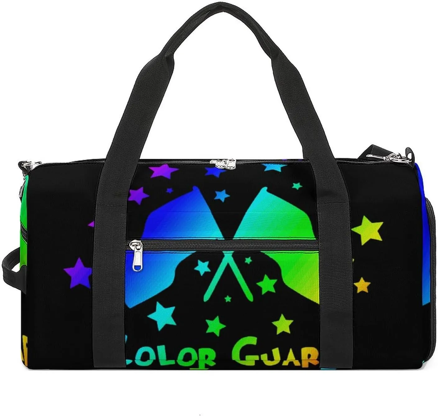 Color Guard Flag Stars Printed Gym Bag Travel Duffel Bag Sport Tote Bags with Shoes Compartment for Women Men Sports Gyms and Weekend Getaway