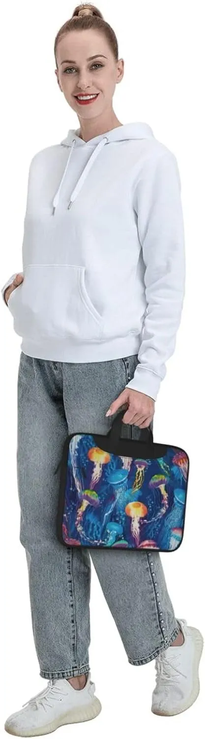 Colored jellyfish Print Versatile Laptop Bag Men's Laptop Case & Womenâ€™s Computer Bag with Shoulder Strap