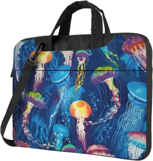 Colored jellyfish Print Versatile Laptop Bag Men's Laptop Case & Womenâ€™s Computer Bag with Shoulder Strap