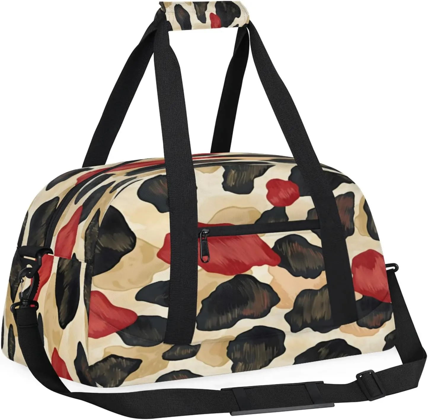Colored Leopard Print Gym Bag for Women Men, Sports Travel Duffel Bag Lightweight Workout Bag Carry On Overnight Weekender Bag
