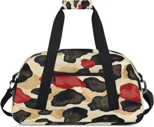 Colored Leopard Print Gym Bag for Women Men, Sports Travel Duffel Bag Lightweight Workout Bag Carry On Overnight Weekender Bag