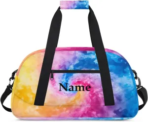 Colorful Patterns Personalized Duffle Bag for Kids Custom Dance Ballet Bag with Name Lightweight Travel Weekender Overnight Bags Sport Gym Duffel Bags Workout Carry On Tote Bag for Girls Boys