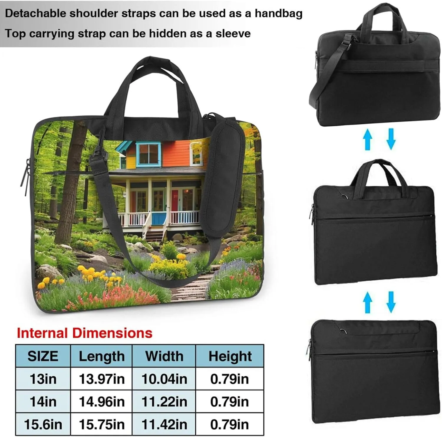 Colorful Retreats Print Laptop Bag, 13-15.6 inch Work Tote Briefcase Messenger Bag Gifts for Men Women