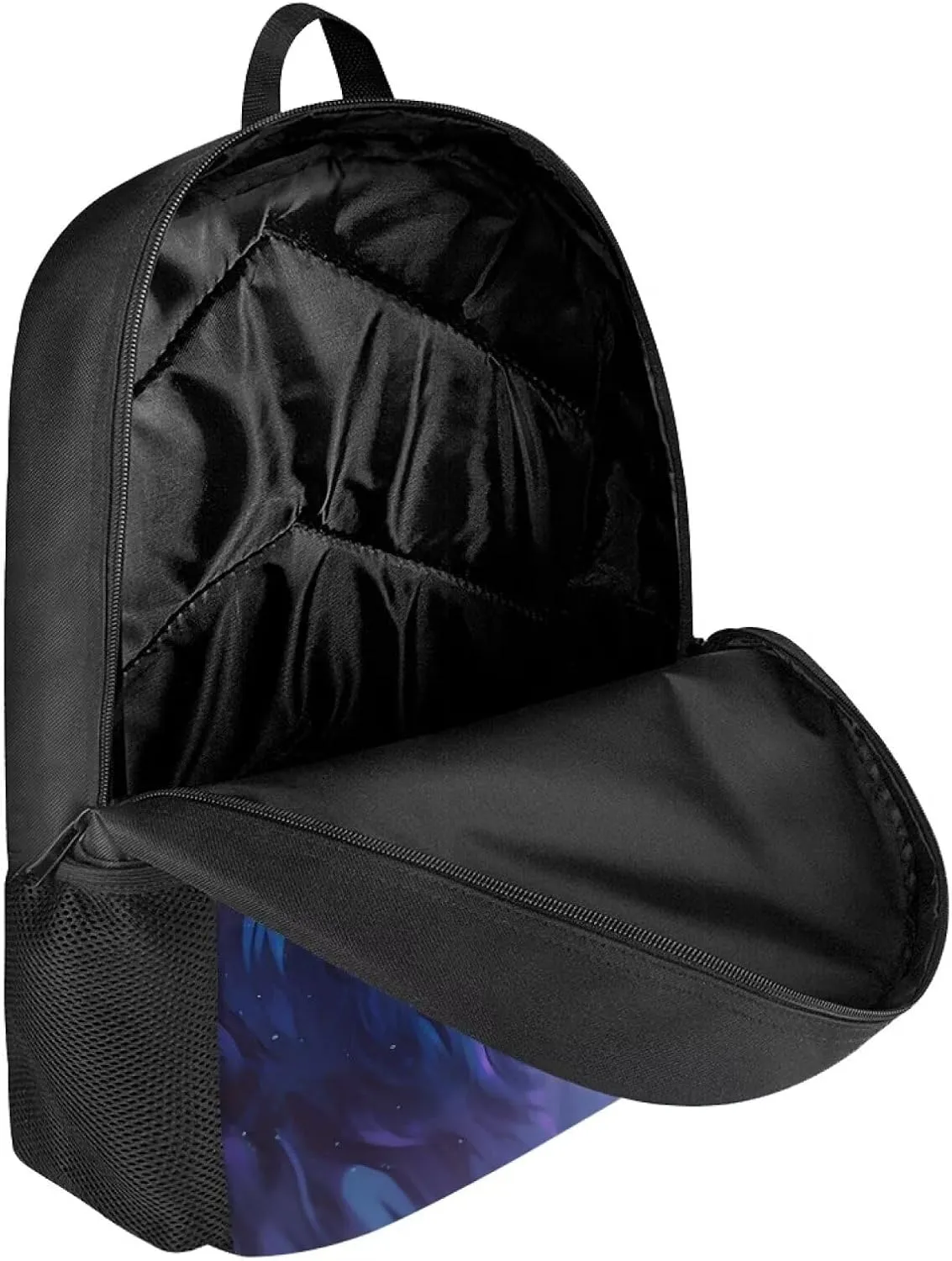 Cool Wolf Backpack for Boys Girls Novelty Cute Graphic Animal Print School Backpack 17 Inch Student Lightweight Comfy Black Kids Bookbag with Side Mesh Pocket