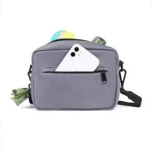 COOWONE Dog Training Treat Pouch for Treats, Kibbles, Toys, Fanny Pack with Small Pouch, Cross-Body Bag Built in Poop Dispenser, Pet Food Carrier Bag Outdoor Travel Shoulder Bag (Light Gray)