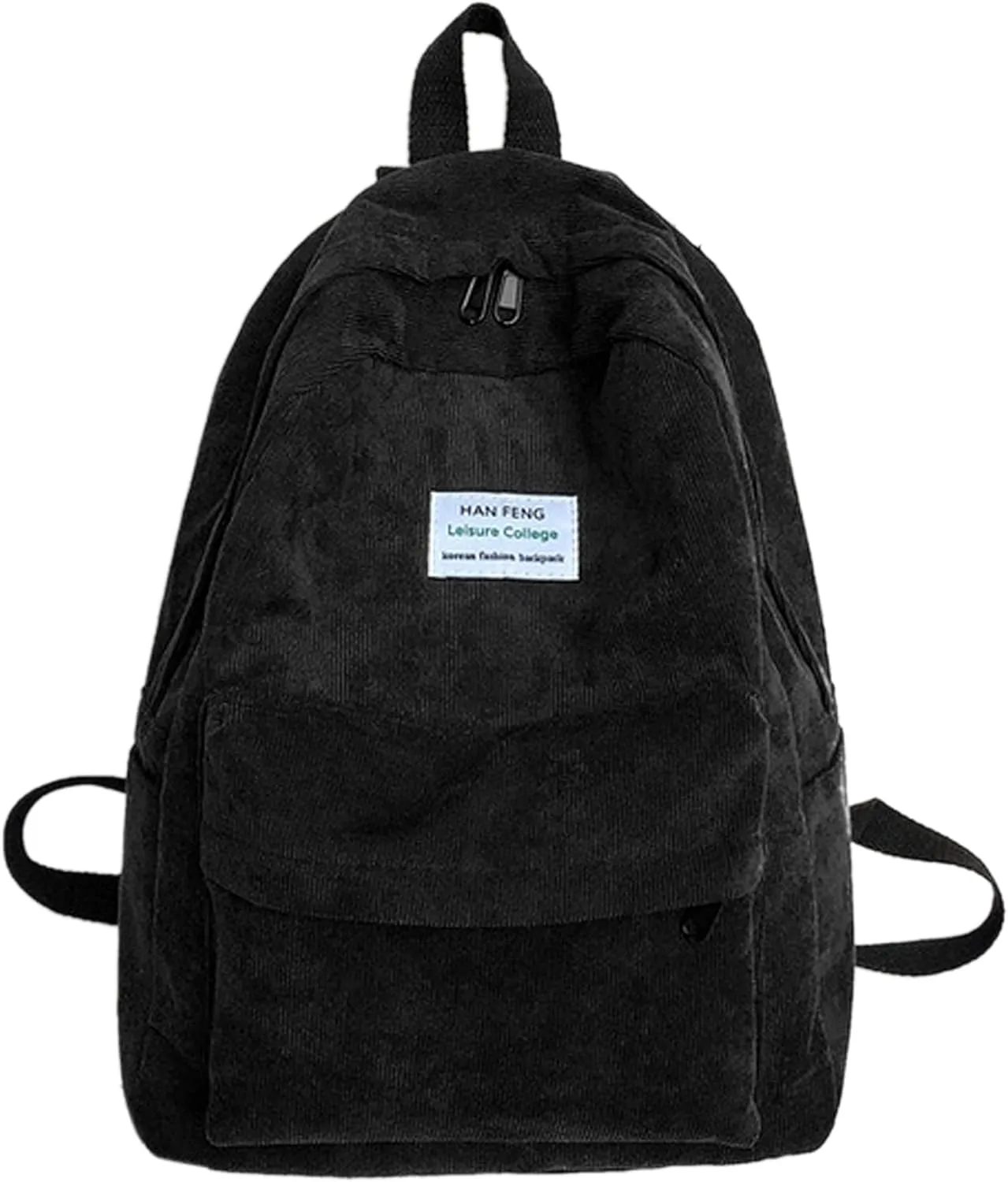 Corduroy Backpack, Travel Casual Rucksack Daypack Capacity Book Bag Laptop Bag for Women Men, Black