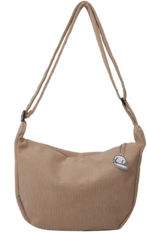 Corduroy Crescent Bag Crossbody for Women Hobo Sling Purses Bag for Men Teen Trendy Fanny Pack (khaki)