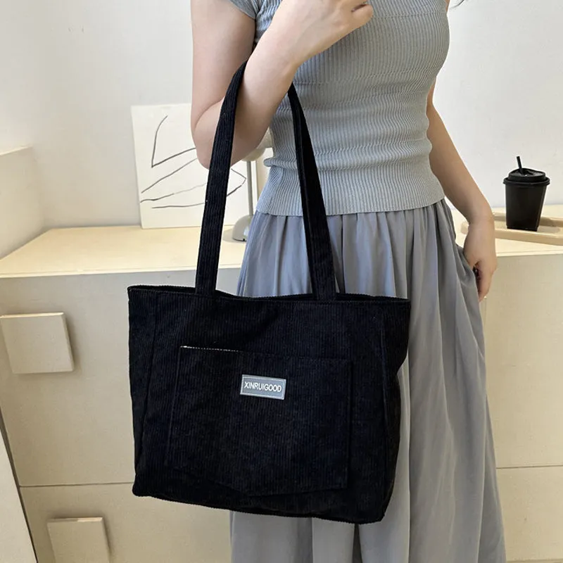 Corduroy Large Capacity Tote Bag