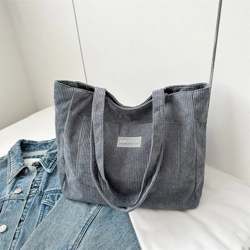 Corduroy Large Capacity Tote Bag