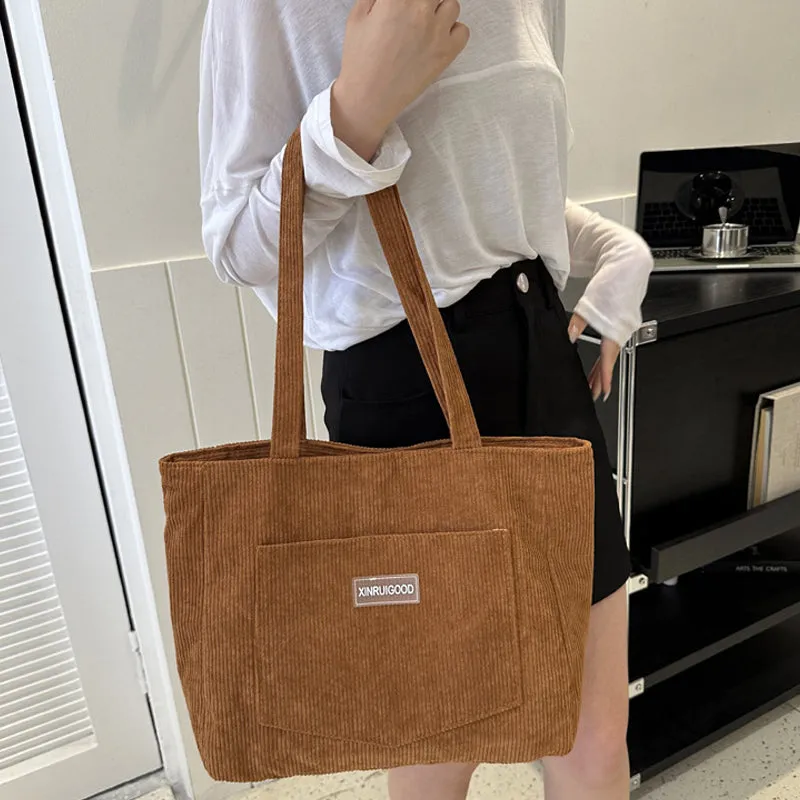 Corduroy Large Capacity Tote Bag