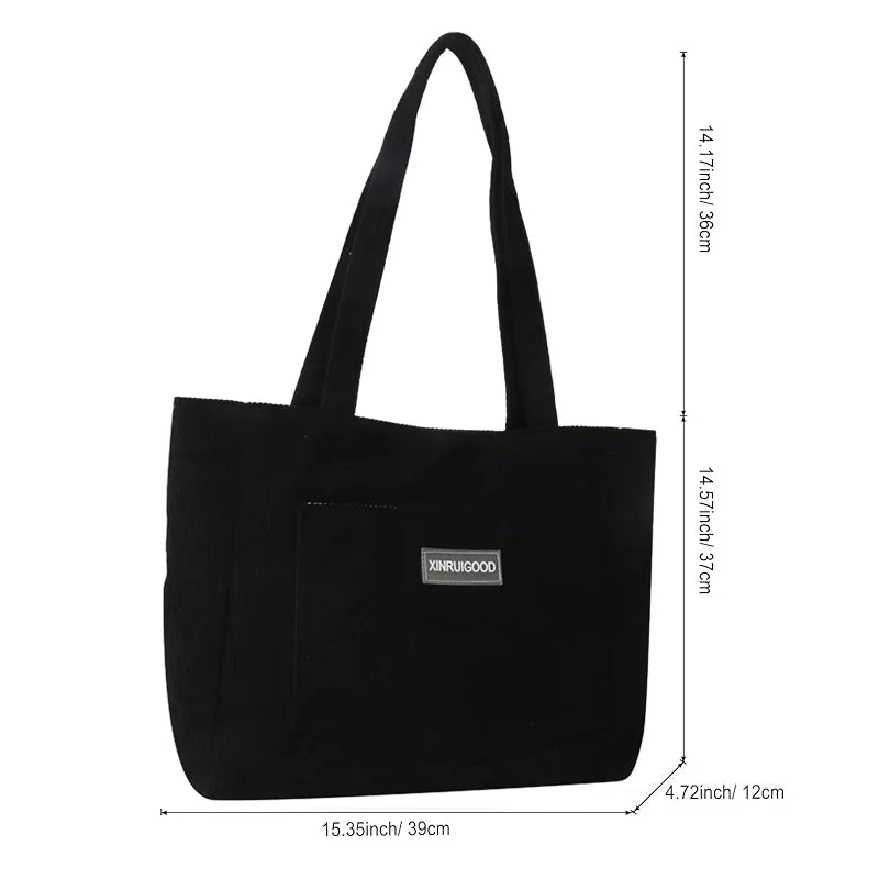 Corduroy Large Capacity Tote Bag