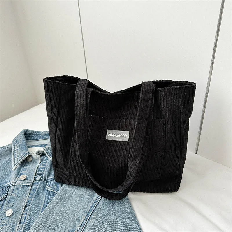 Corduroy Large Capacity Tote Bag