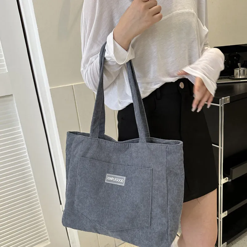 Corduroy Large Capacity Tote Bag