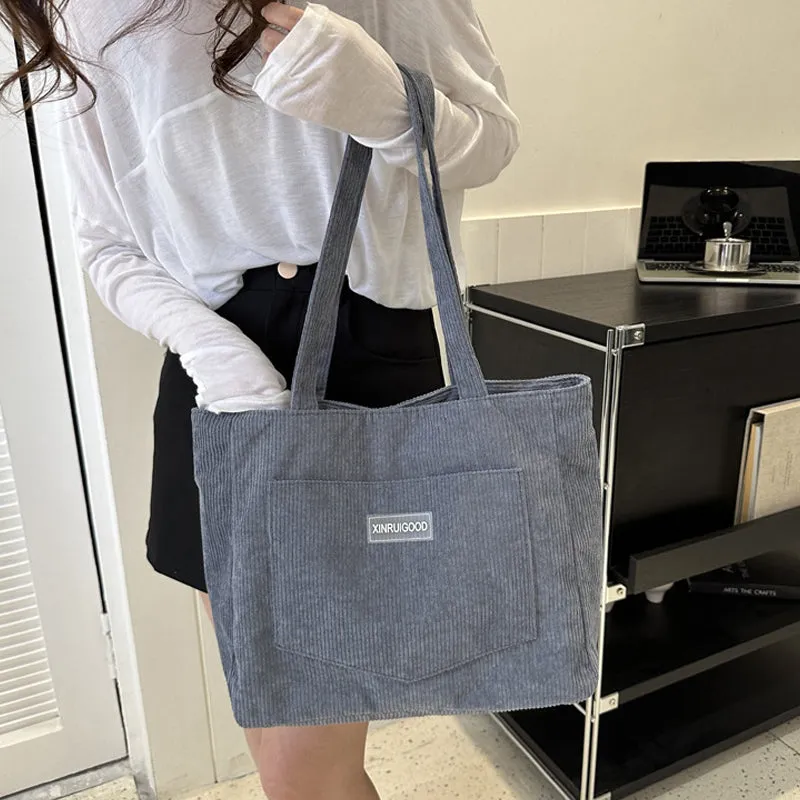Corduroy Large Capacity Tote Bag