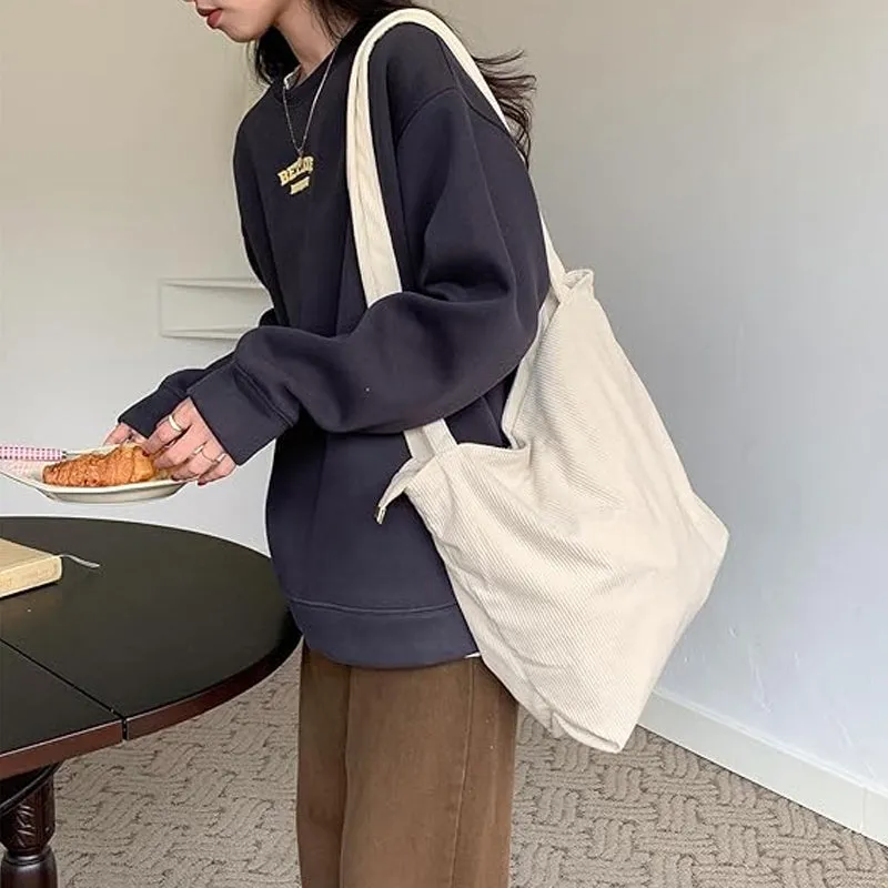 Corduroy Large Capacity Tote Bag