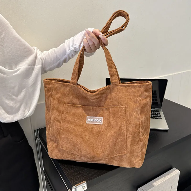Corduroy Large Capacity Tote Bag