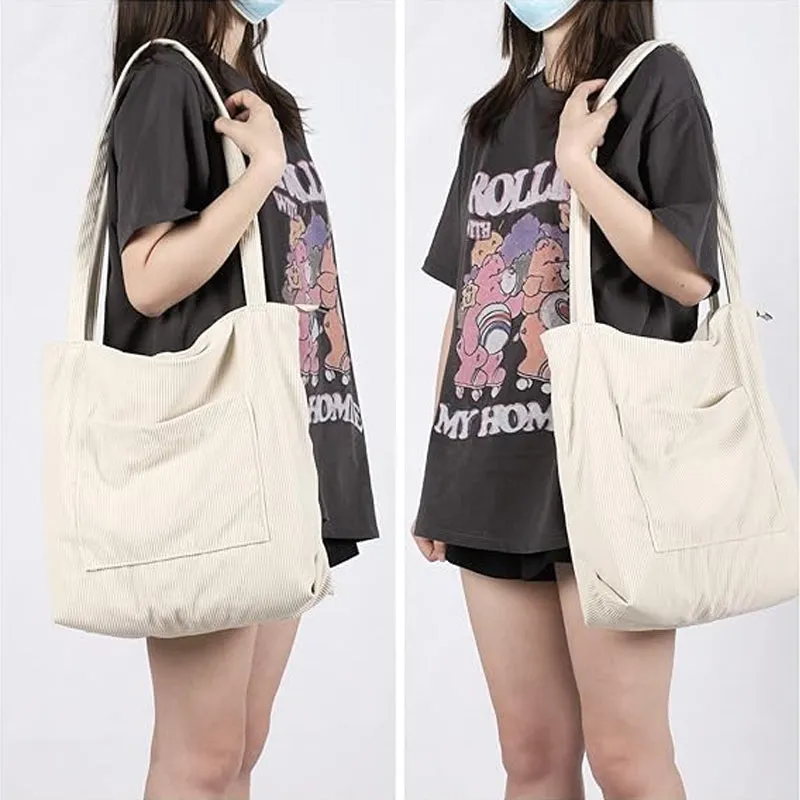 Corduroy Large Capacity Tote Bag